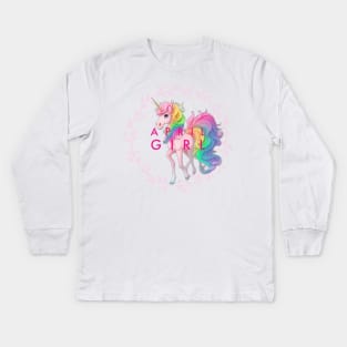 Born in april unicorn Kids Long Sleeve T-Shirt